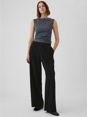 NWOT GAP Women’s Wide-Leg Seamed Easy Pants, Black Twill, Size XL